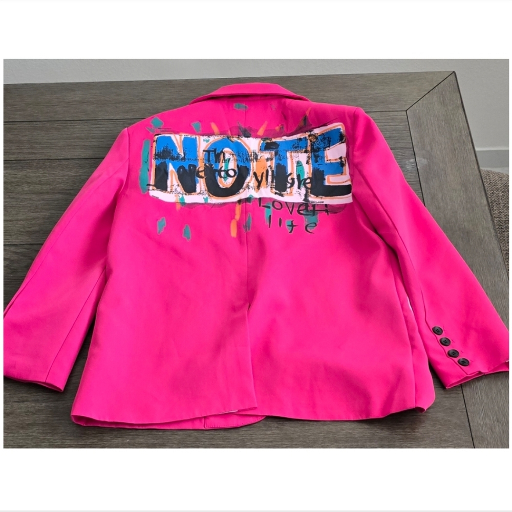 Ma Chérie Virbart Pink Graffiti Blazer, Size M - Picture 11 of 16